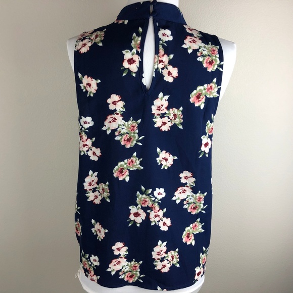 Blu Pepper Sleeveless Blouse Size S Navy Pink - Picture 4 of 8